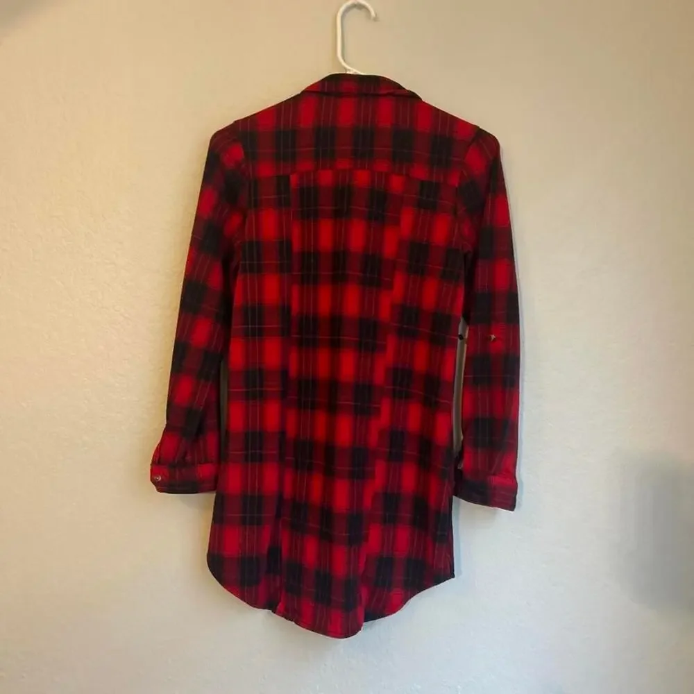 Red and black plaid button up size 10